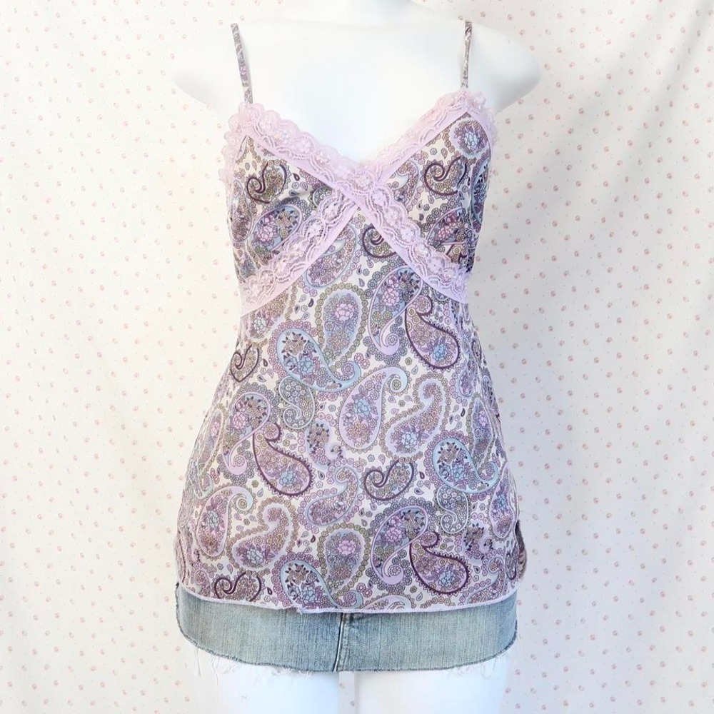 xhilaration paisley lace trim camisole fairycore y2k coquette